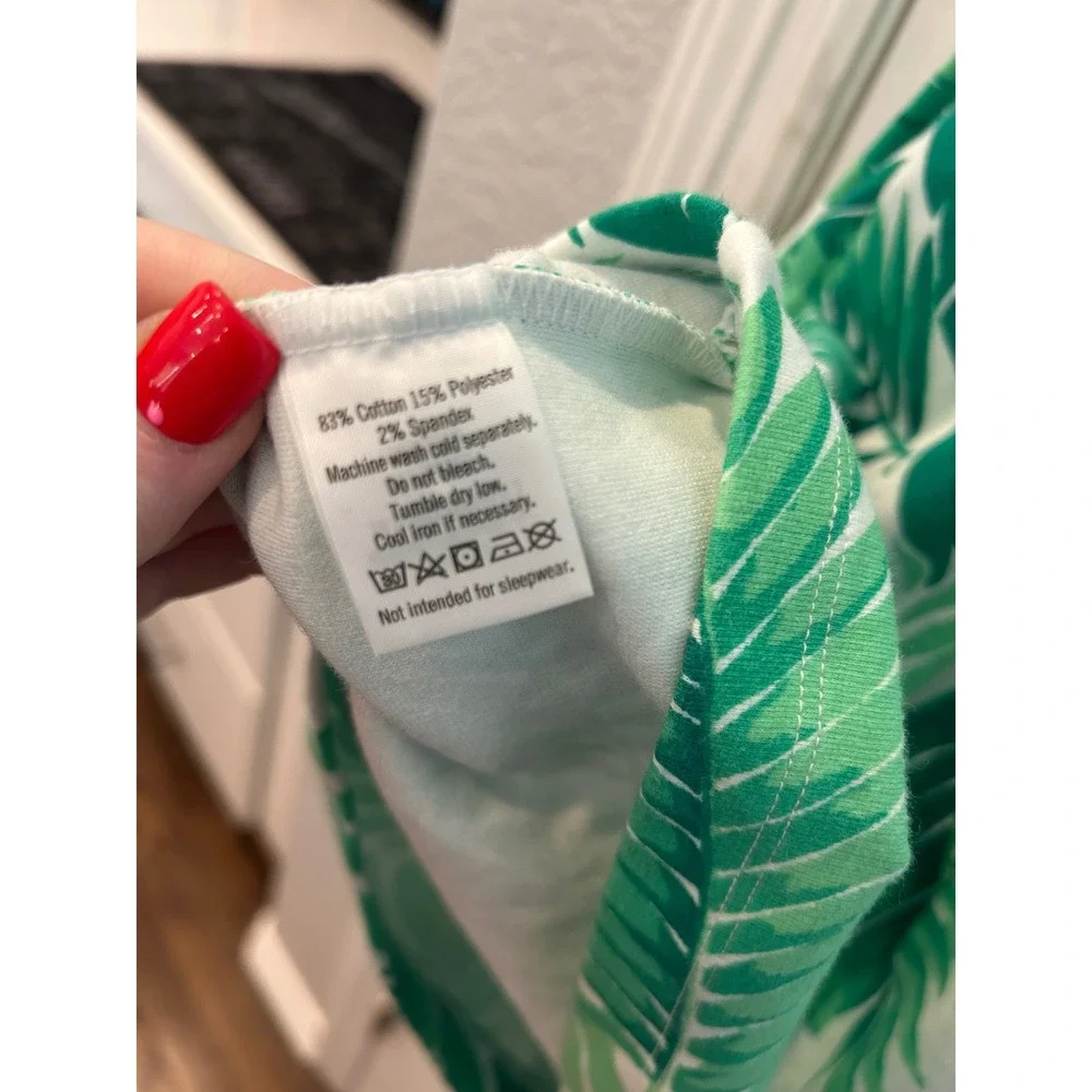 Janie and Jack Dress Green Tropical Palm Leaf Open Back Summer Vacation Kids 8